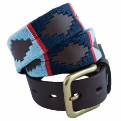 Pioneros Polo Belt - Navy/Pale Blue/Red Stripe