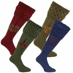 Farlows Rannoch Basket Weave Shooting Sock & Garter Set