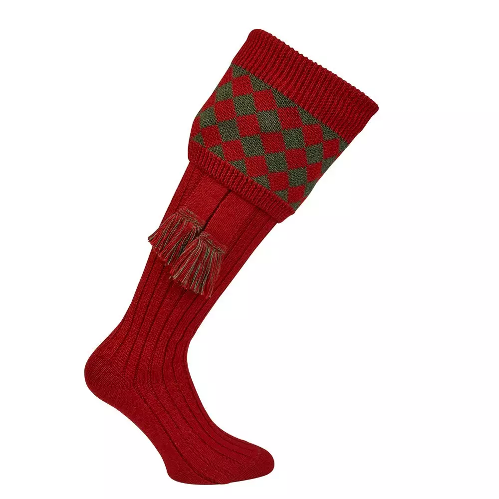 Farlows Chessboard Ribbed Shooting Sock & Garter Set 4 Farlows Chessboard Ribbed Shooting Sock & Garter Set - Image 2