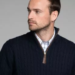 Schoffel Cable 1/4 Zip Cashmere Knitted Jumper -Lure Fishing Sales Shop f18a0063.02